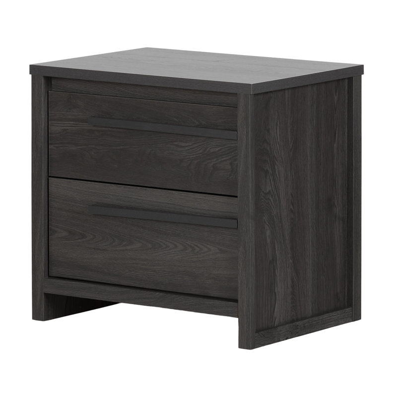 Table de chevet à 2 tiroirs Tao, Chêne gris