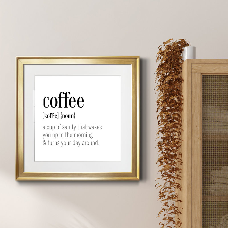 Coffee Définition - cadre photo, art textuel, H 17,5 po x l 17,5 po x P 1,5 po, Or