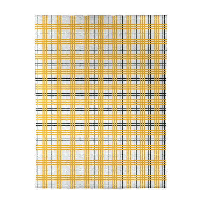 Tapis jaune / blanc à carreaux, Rectangle 8 pi x 10 pi
