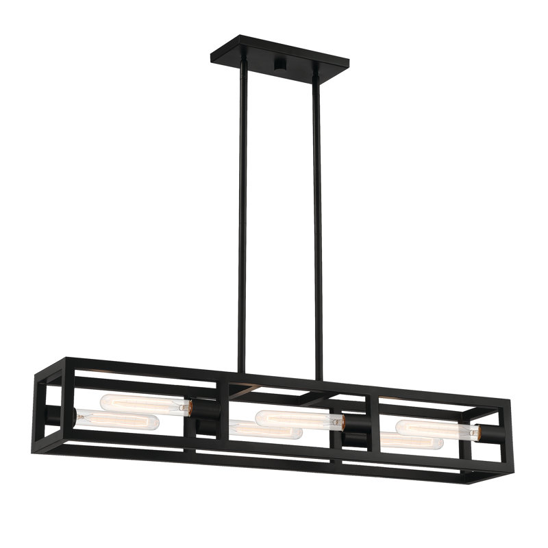 Urban Oasis 38" Matte Black Industrial Island Pendant Light