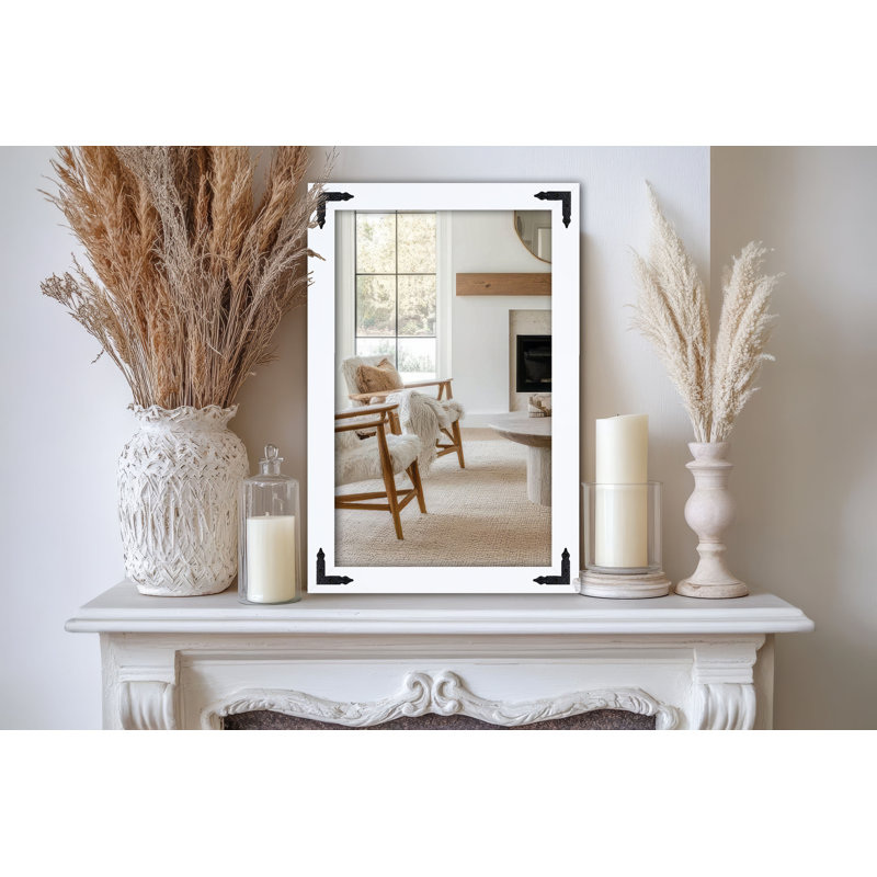 Miroir de salle de bain moderne et contemporain, H 35,5 po x l 23,5 po, Blanc