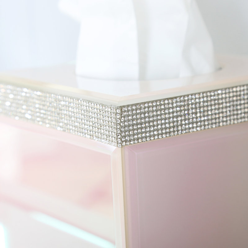 Caylor Mirror Reflection Tissue Box Cover, Stylish Decorative Tissue Holder for Living Room & Bathroom, Pink