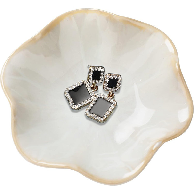 Plateau à bijoux en forme de feuille en céramique, porte-clés et bibelot pour table de chevet, vestibule ou décor de pièce