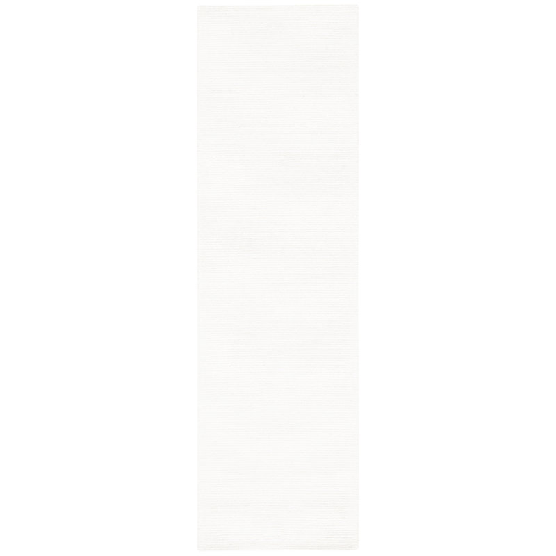 Mersudin Hand Tufted Viscose/Wool Pile Solid Color Rug in Ivory, Runner 2'3" x 10'
