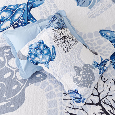 Ensemble de courtepointe en polyester Marine