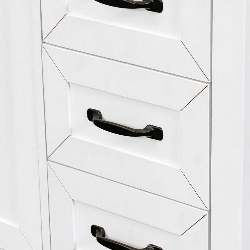 Armoire de salle de bain avec tiroirs Dancy sans lavabo, base d'armoire seulement, Noir, Blanc