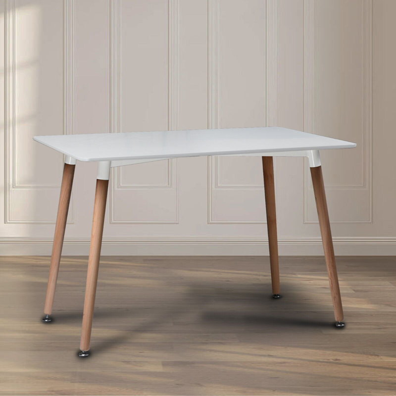 Waris Beech Solid Wood Dining Table, White