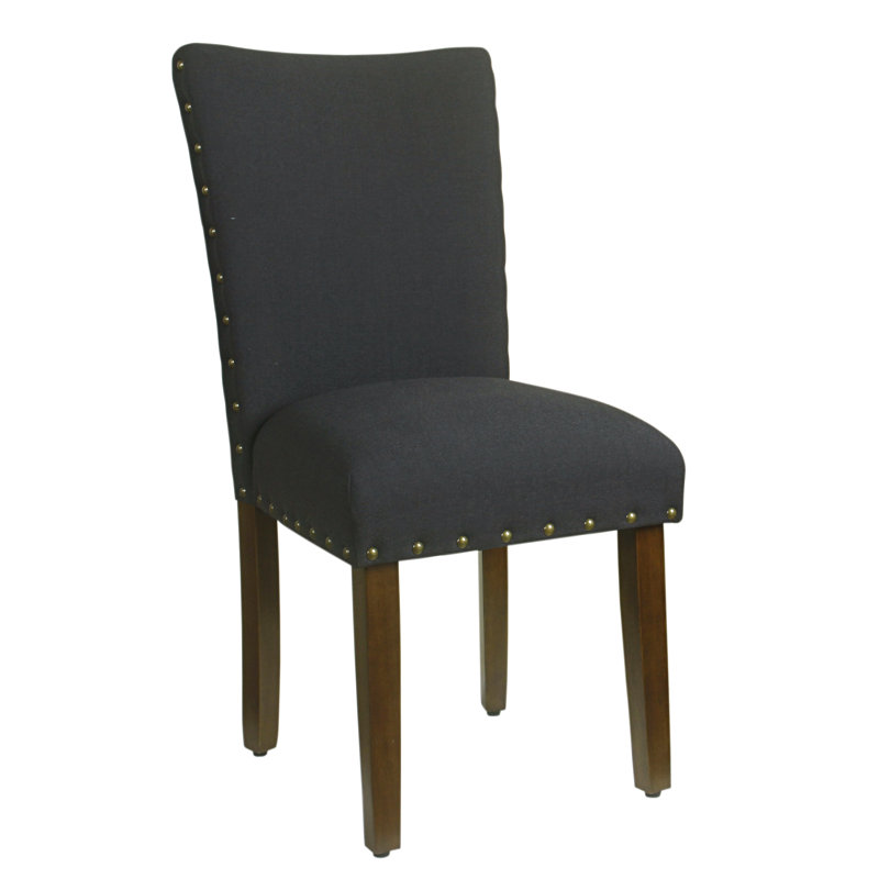 Chaise rembourrée en lin Saxis, Bleu marin