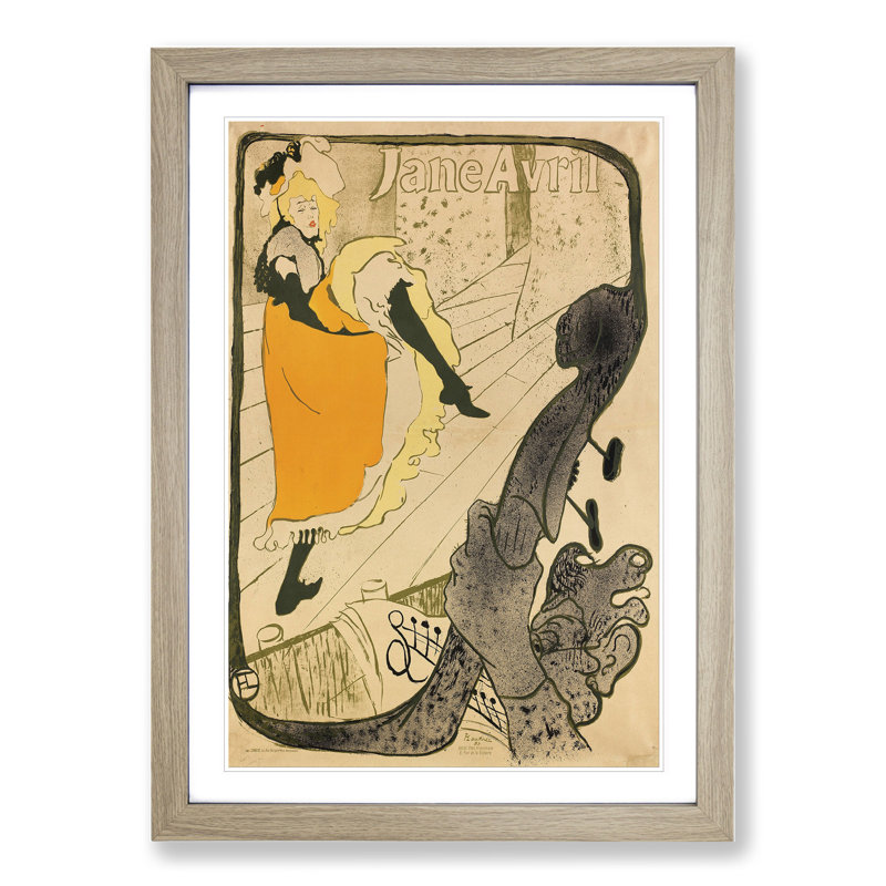 Jane Avril Vol.2 by Henri De Toulouse-Lautrec - Picture Frame Painting, Oak, 36cm H x 27cm W x 2cm D