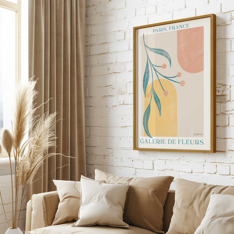 «Parisian Garden I», reproduction sur papier mat d'archives, Érable brut encadré, H 15 po x l 12 po