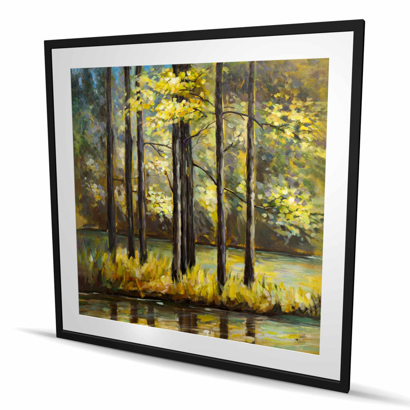 «Trees in the Middle of the Lake», reproduction encadrée, H 48 po x l 48 po, Noir