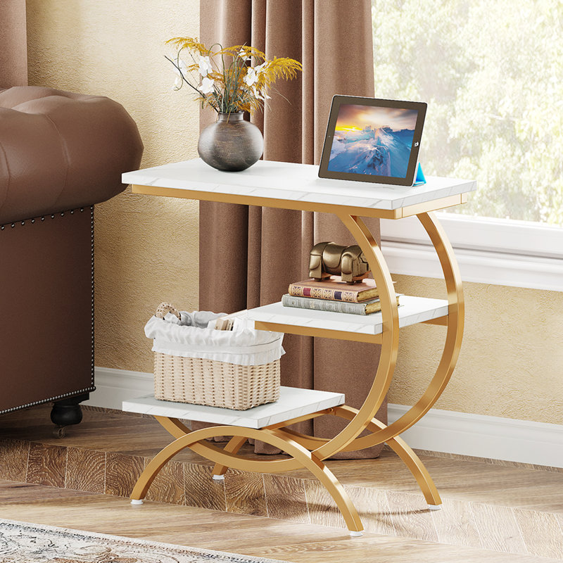 Table de bout Raylen C, Or blanc