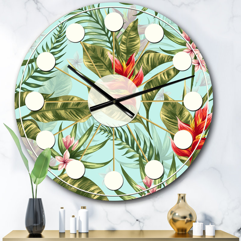 Horloge murale style tropical Mid-Century, Surdimensionné