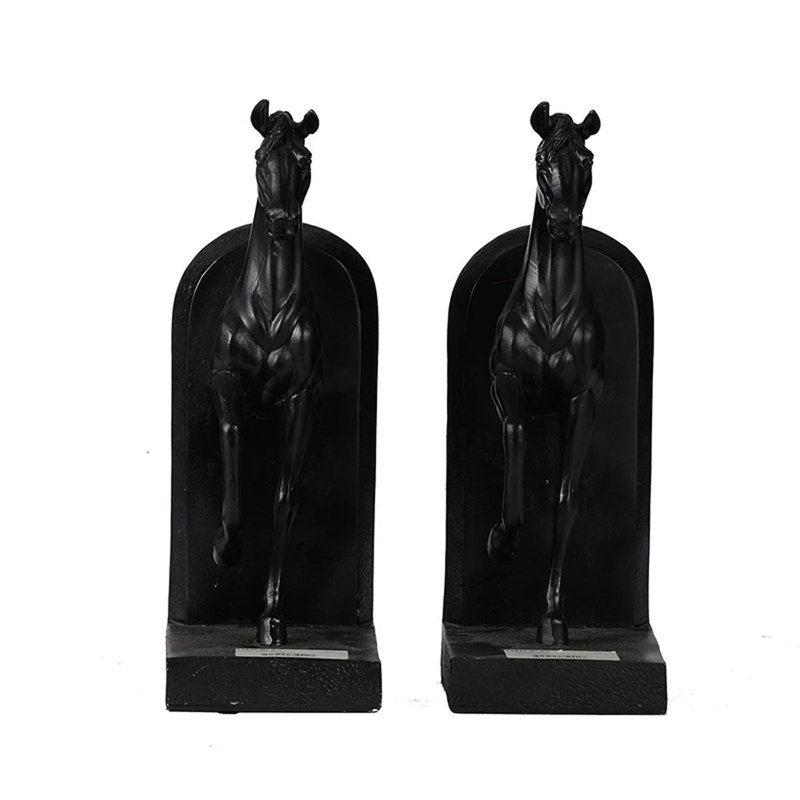 Modern & Contemporary Ceramic Non-Skid Bookends, Black