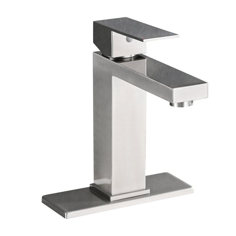 Bathroom Faucet 1 Hole Stainless Steel - Modern Deck-Mounted With & Drain, 1.2 Flow Rate, Lever Handle, Ceramic Disc Valve For Lavatory, Brushed Nickel Sink And Drain Assembly, Bathroom, Finish