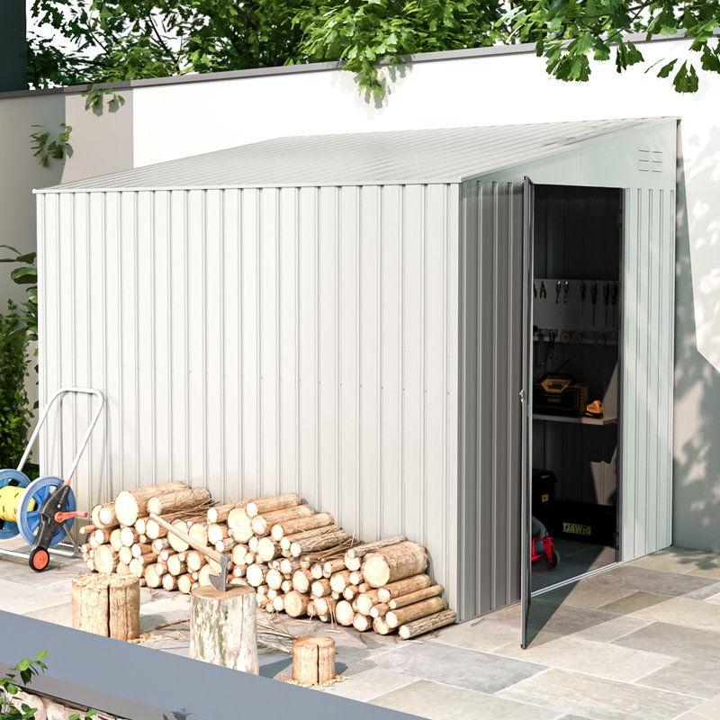 6 ft. W X 8 ft. D Metal Lean-To Storage Shed, White