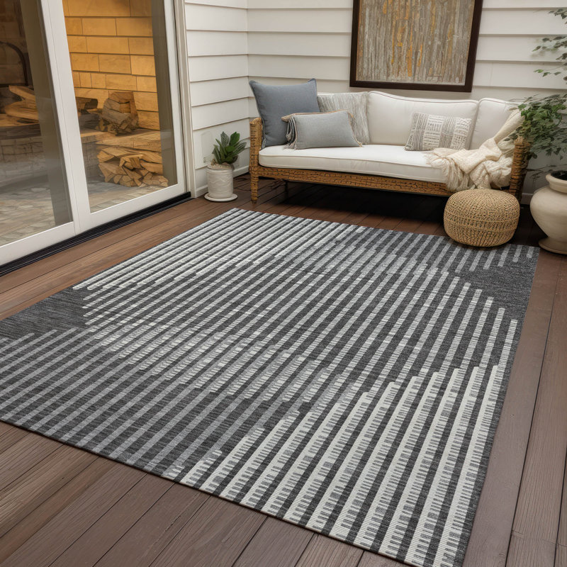 Gris anthracite lavable à la machine intérieur / extérieur ACN10010, Rectangle 10 pi x 14 pi