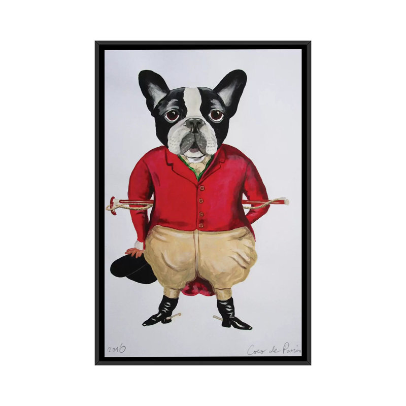 « rétro bouledogue cheval driver », reproduction d’art sur toile, H 26 po x l 18 po x P 1,5 po, Toile avec cadre noir