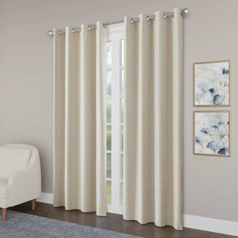 Paire de rideaux occultant 100% coton brossé avec œillets (2 panneaux), L 52 po x L 96 po, Lin lin