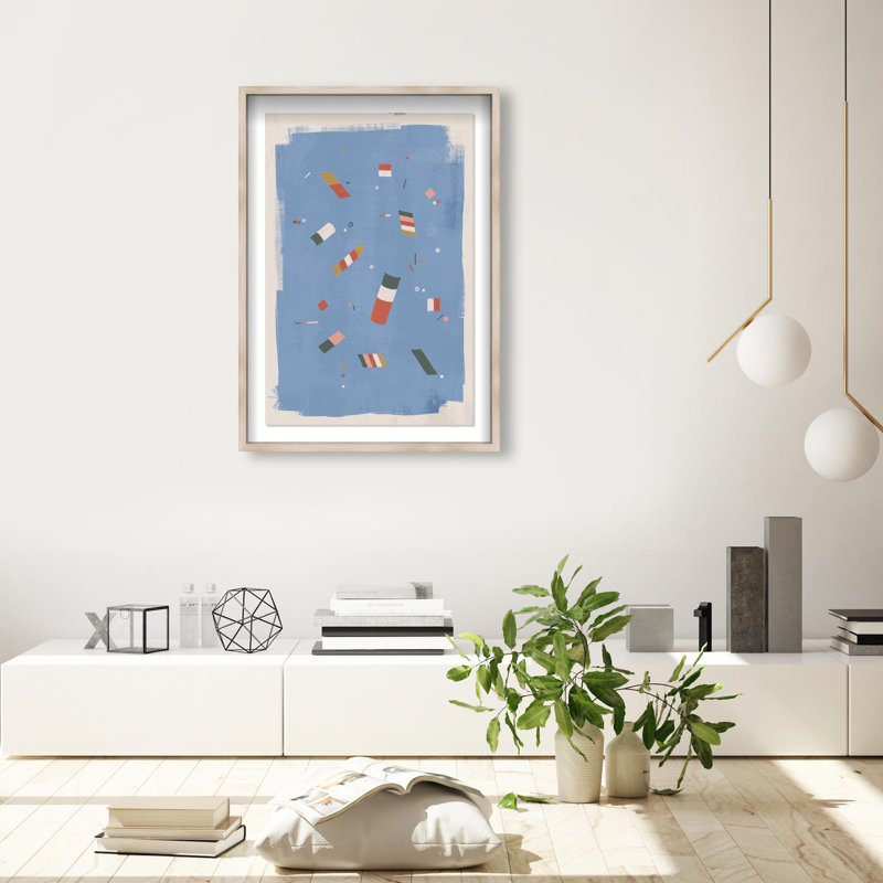 Oliver Gal Floating Blocks Abstract - Luxury Shadowbox Framed Wall Art, 47" H x 32" W, Cream