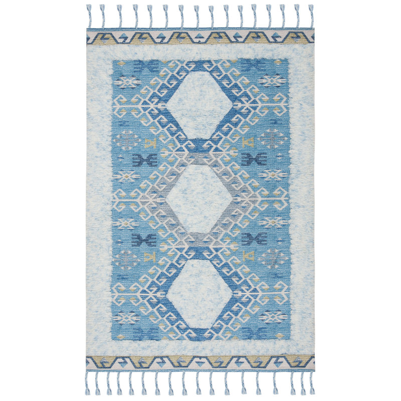 Tapis bleu en laine Joppatowne, Rectangle 5 pi x 8 pi