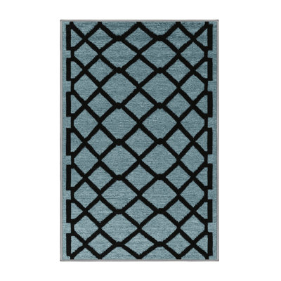 Machine Washable Trellis Grey Area Rug