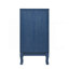 Élégant buffet doté de portes à motif ondulé sophistiquées avec un design à rainures arquées dans un agencement élégant à quatre portes, réglable, adapté pour le bureau, le vestibule et le salon (bleu marine)-121086044