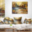 Coussin lombaire avec peinture à l'huile Schafer Landscape Stream in Forest