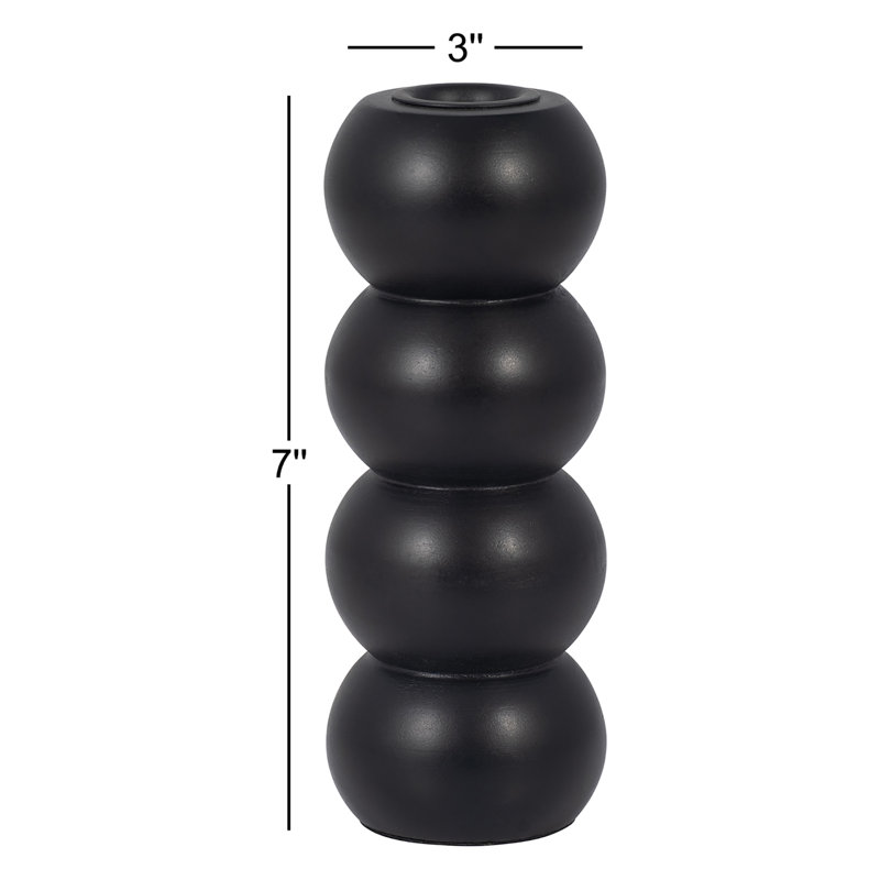 Bois, porte-votive nervuré, naturel, cylindre, Noir côtelé, H 7 po x l 3 po x P 3 po