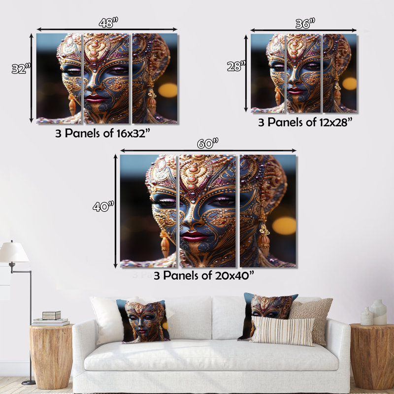 Exquis portrait de la déesse Divine II, 3 pièces, H 32 po x l 48 po x P 1 po