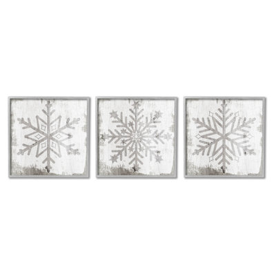 «Seasonal Winter Snowflake Snow Shapes», ensemble de 3 giclées encadrées par Lil 'Rue