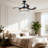 42" Modern Crystal Ceiling Fan With Led Light