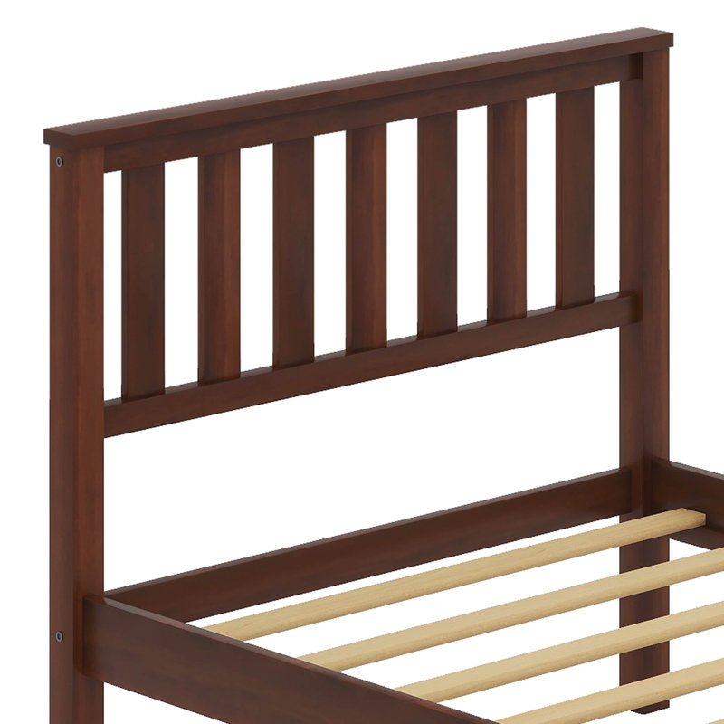 Lit plateforme simple en bois avec tête de lit / support en lattes de bois