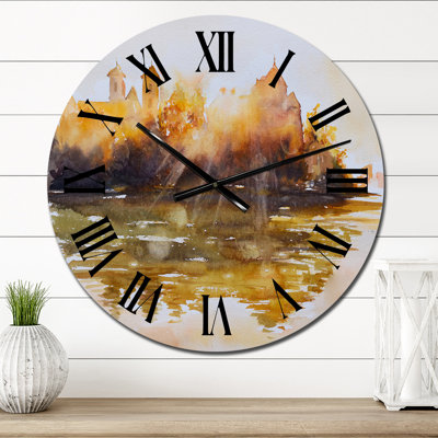 Monastère bénédictin au lever du soleil - horloge murale rétro