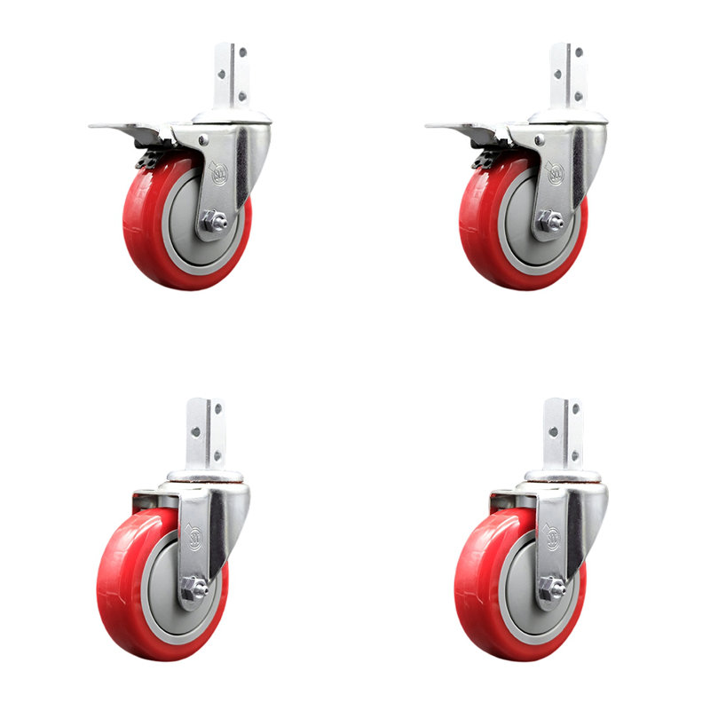 Square Stem Caster, Red