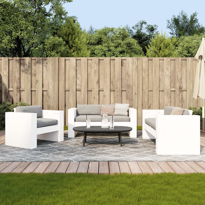 Veta 4 - Person Wood Patio Dining Set with, White