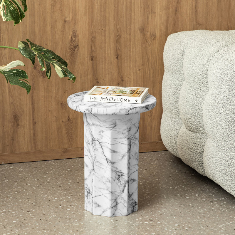 White Marble Round Three-Leg Accent Table