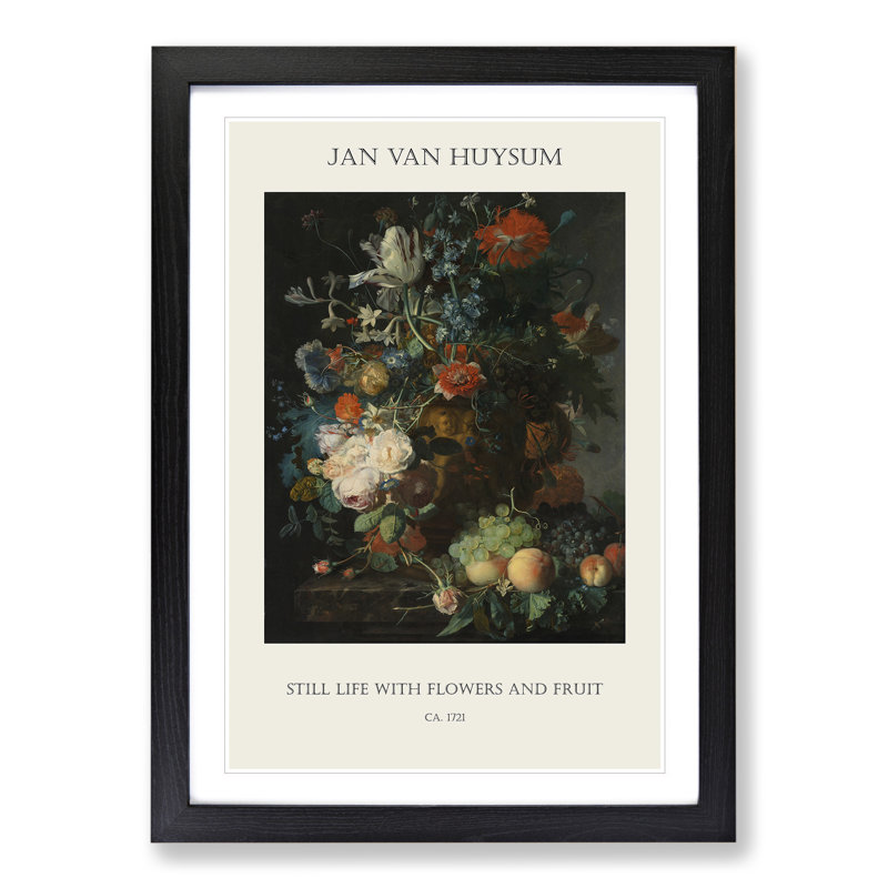 Still Life With Flowers And Fruit Vol.7 by Jan Van Huysum - Single Picture Frame Print, 65cm H x 48cm W x 2cm D, Black Framed