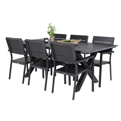 Dhairya 6 - Person Acacia Patio Dining Set with Rectangular Table