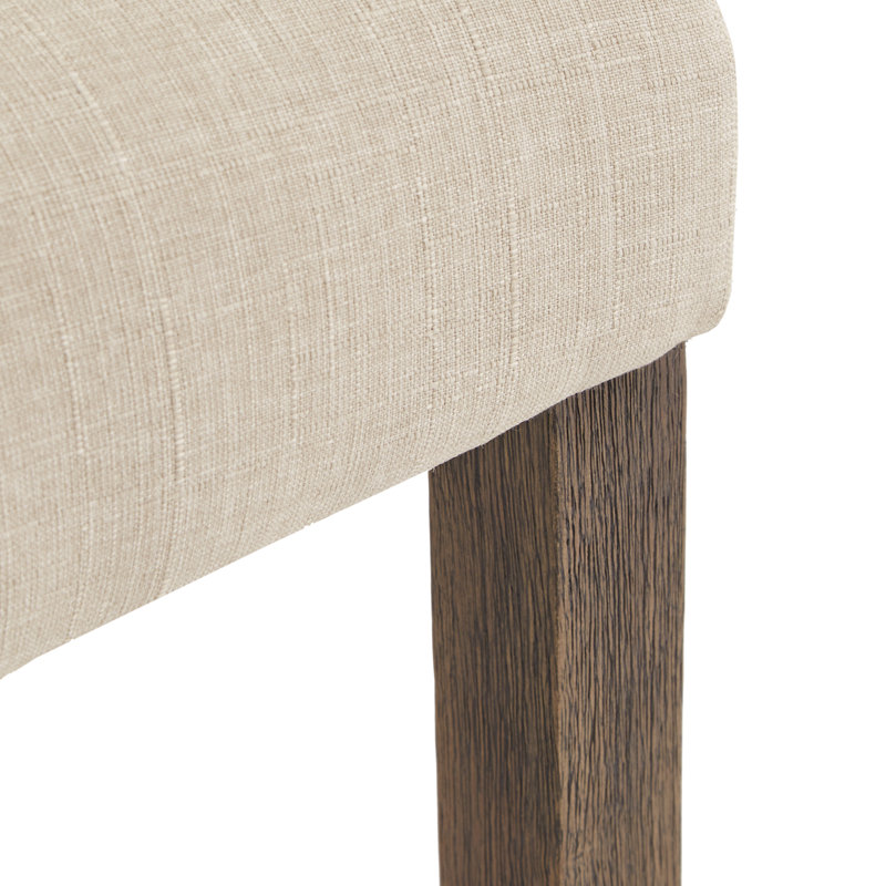Dukinfield Upholstered Side Chair, Heathered Beige Linen, Brown