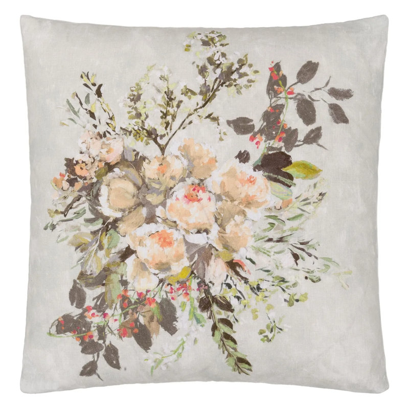 Margaretta Linen Decorative Pillow, Sepia Floral