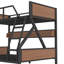 Lit superposé en métal industriel Fynora avec tablettes de rangement, éclairage intégré, conception silencieuse et détails à grain de bois-125427628-125427634