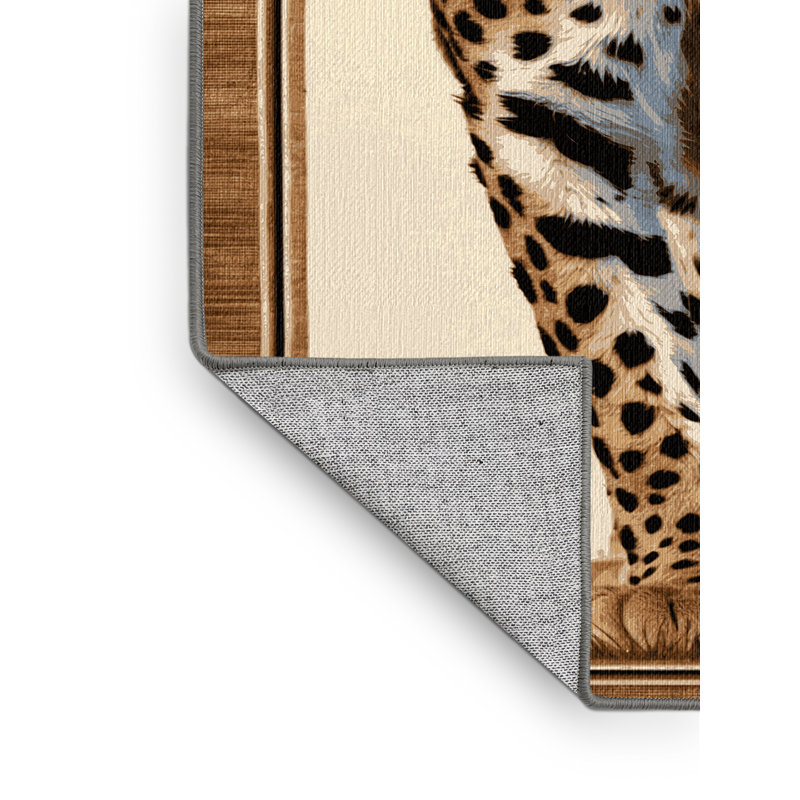Washable African Wild Cat Wildlife Area Rug, Square 6'