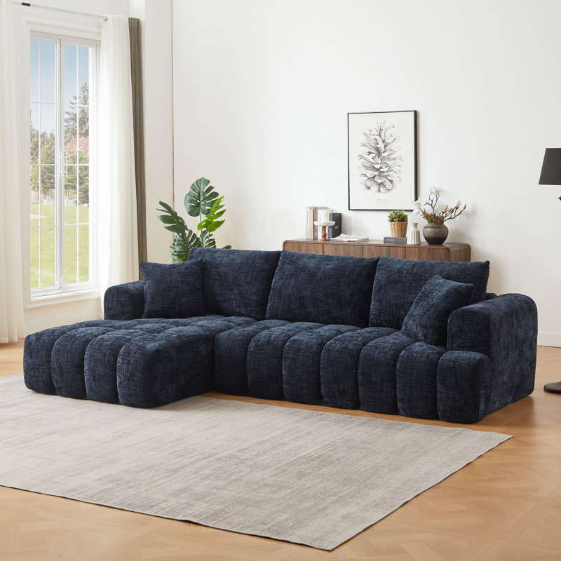 Canapé modulaire surdimensionné en L Chenille, design minimaliste, canapé-lit confortable pour les salons, les appartements et les espaces de réception