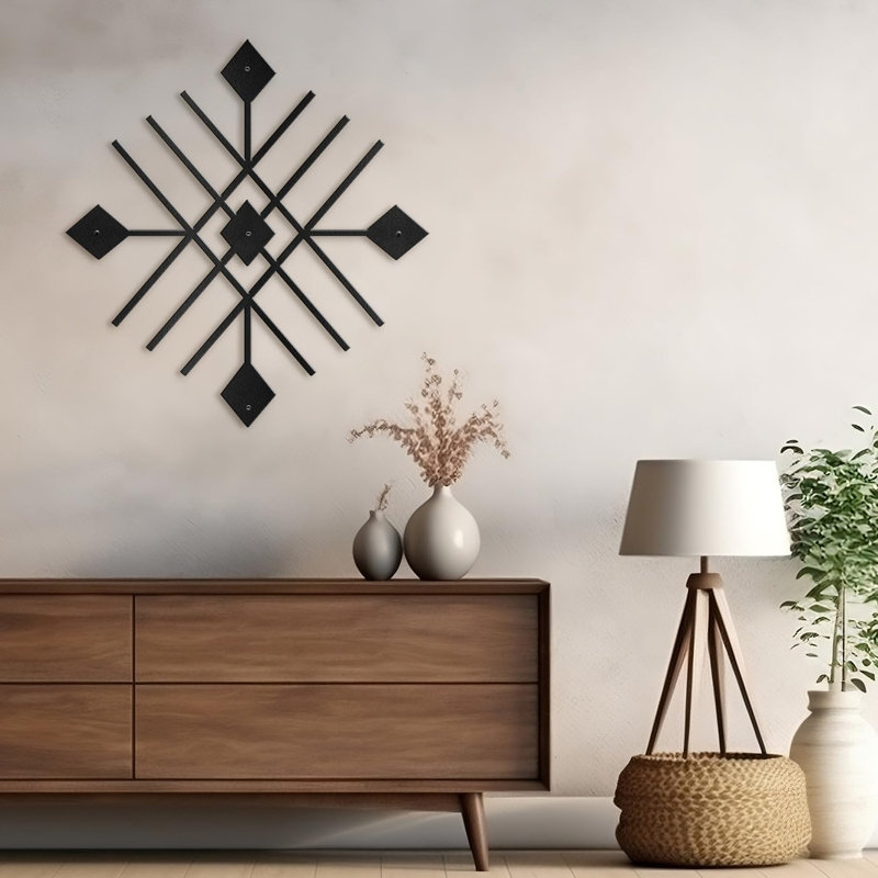 Décoration murale en métal, Noir, H 36 po x l 36 po x P 0,05 po