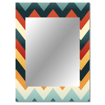 Montijo Retro Revival Chevron Pattern - chevron  Unique Mirror, Glam Large Wall Mirror, Printed Metal Art