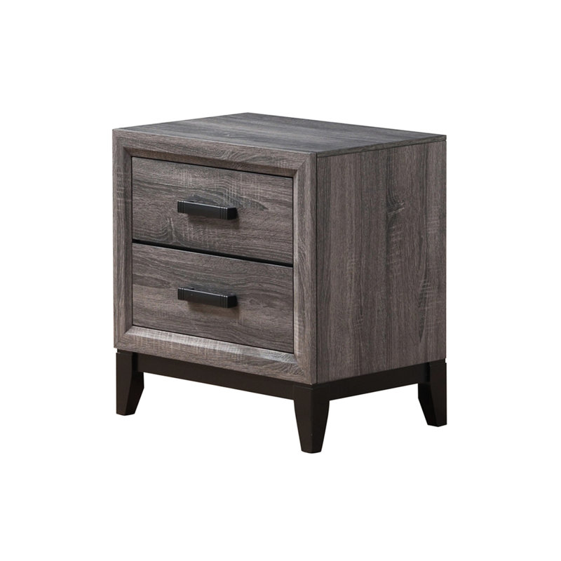 Table de chevet grise avec 2 tiroirs pour la chambre à coucher