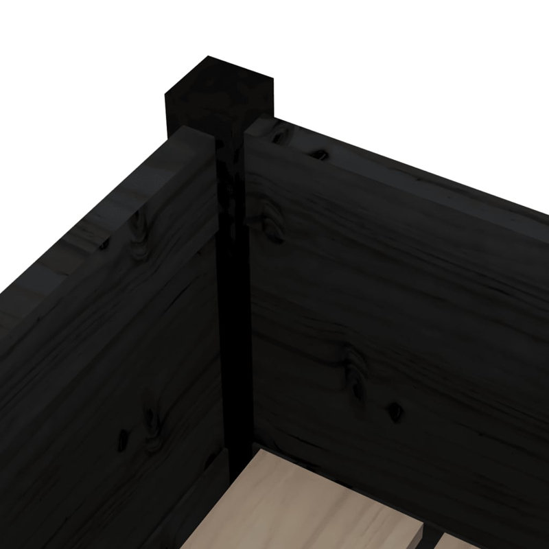 Najya Wood Pot Planter, Black, 27.6" H x 27.6" W x 27.6" D