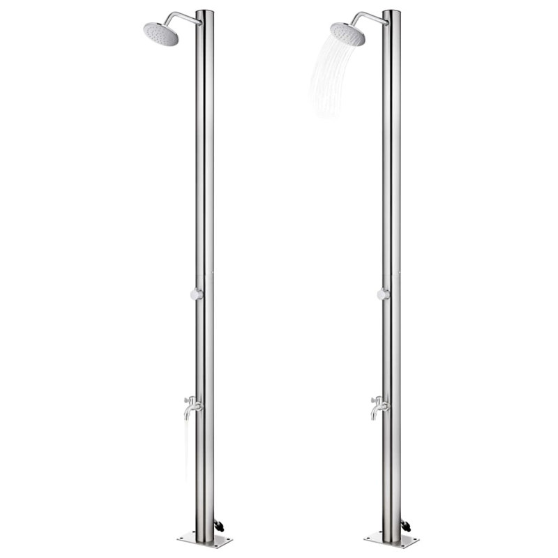 Kahl 220cm H Steel Freestanding Outdoor Shower and Footwash Spout, Brown