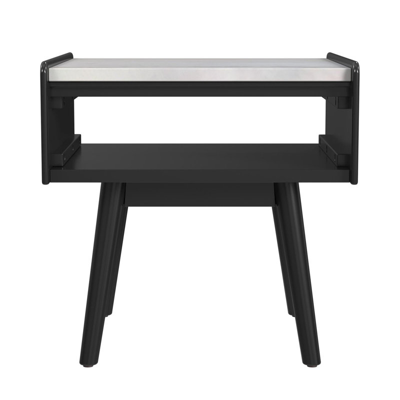Table de bout Indina avec plateau en marbre blanc noir